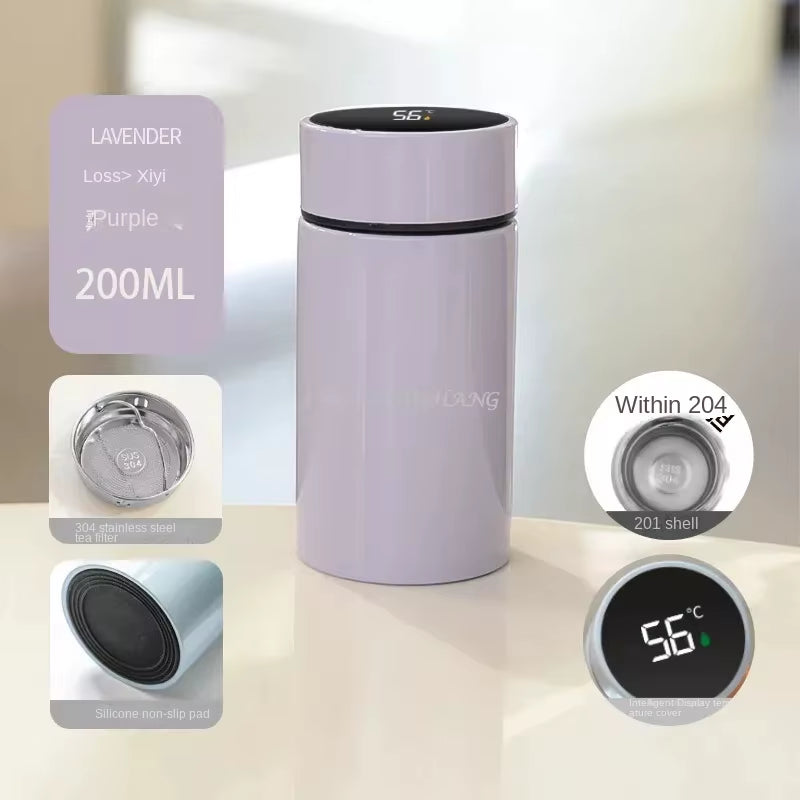 200ML Smart Thermos Water Bottle Intelligent Temperature Display Stainless Steel Vacuum Flasks Thermoses with Filter Tee Cup