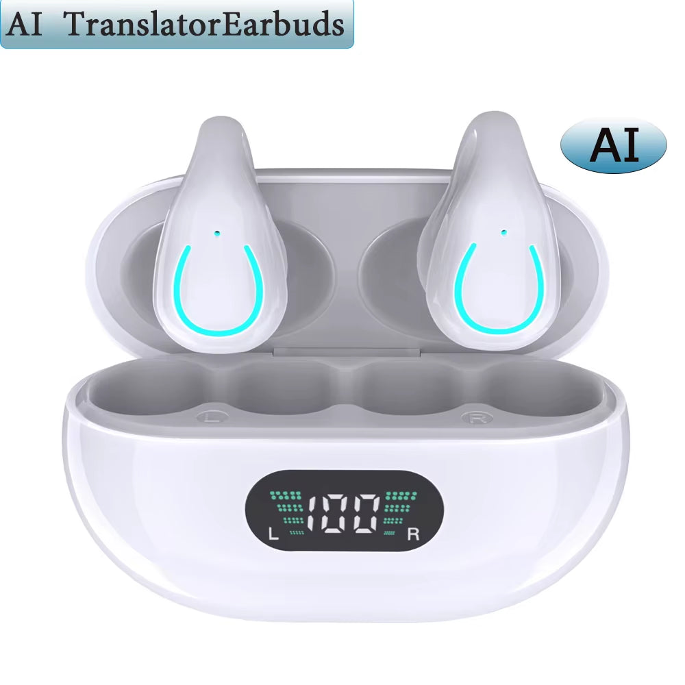 New AI Translation Earphones, Ear Clip High Definition Stereo Sound Quality Sports Fitness Wireless Earphones