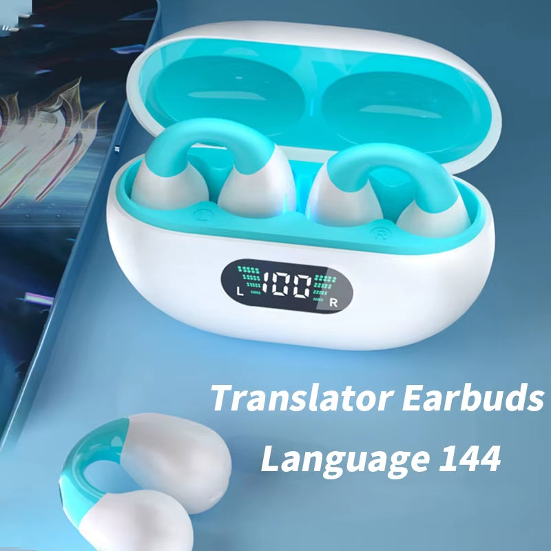 New AI Translation Earphones, Ear Clip High Definition Stereo Sound Quality Sports Fitness Wireless Earphones