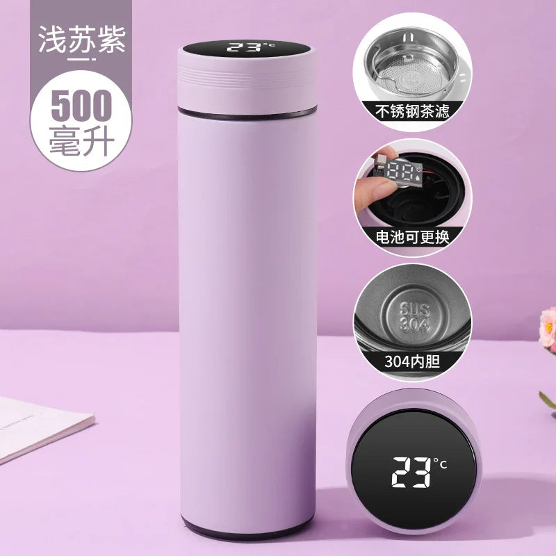 500ML Smart Thermos Water Bottle Stainless Steel Insulation Touch Intelligent Temperature Display Vacuum Flasks Cup Digital Mug