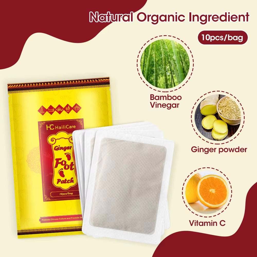 Natural Herbal Ginger Foot Patch Detox Foot Stickers 10/20/30Pcs Weight Loss Relieve Stress Relaxation Deep Cleansing Help Sleep