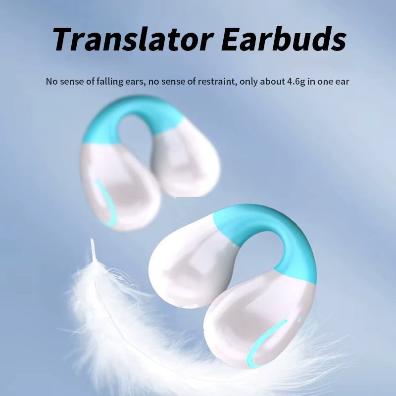 New AI Translation Earphones, Ear Clip High Definition Stereo Sound Quality Sports Fitness Wireless Earphones