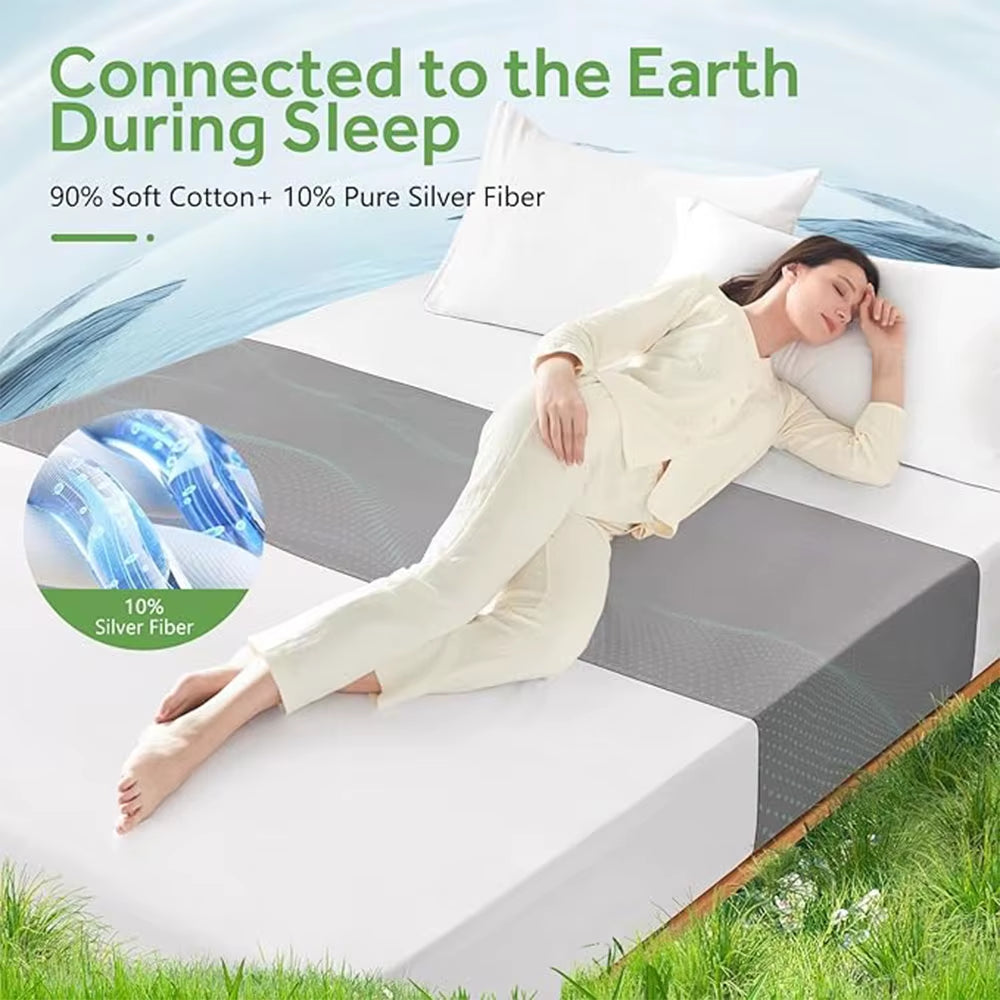 Grounding Sheet Sleep Better Cotton Grey Silver Half Bed Sheet Antimicrobial Fabric Conductive Grounding  Sleep