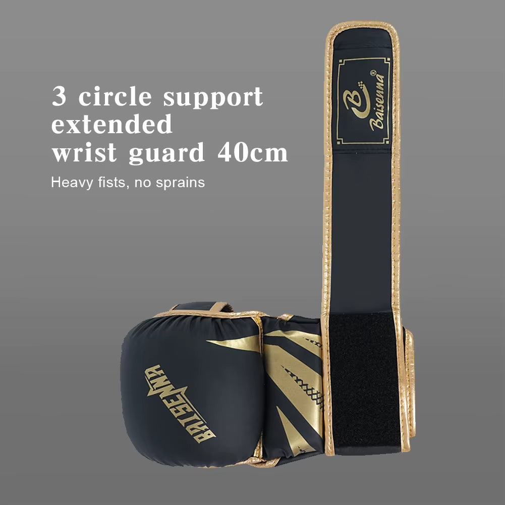 Half Finger Boxing Gloves Thickened Training Gloves PU Leather Kickboxing Gloves Boxing Training Accessories for Adult Children