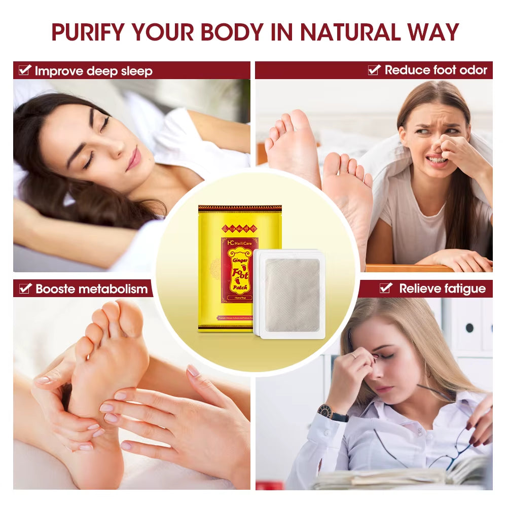 Natural Herbal Ginger Foot Patch Detox Foot Stickers 10/20/30Pcs Weight Loss Relieve Stress Relaxation Deep Cleansing Help Sleep