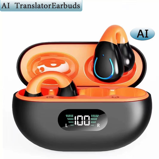 New AI Translation Earphones, Ear Clip High Definition Stereo Sound Quality Sports Fitness Wireless Earphones