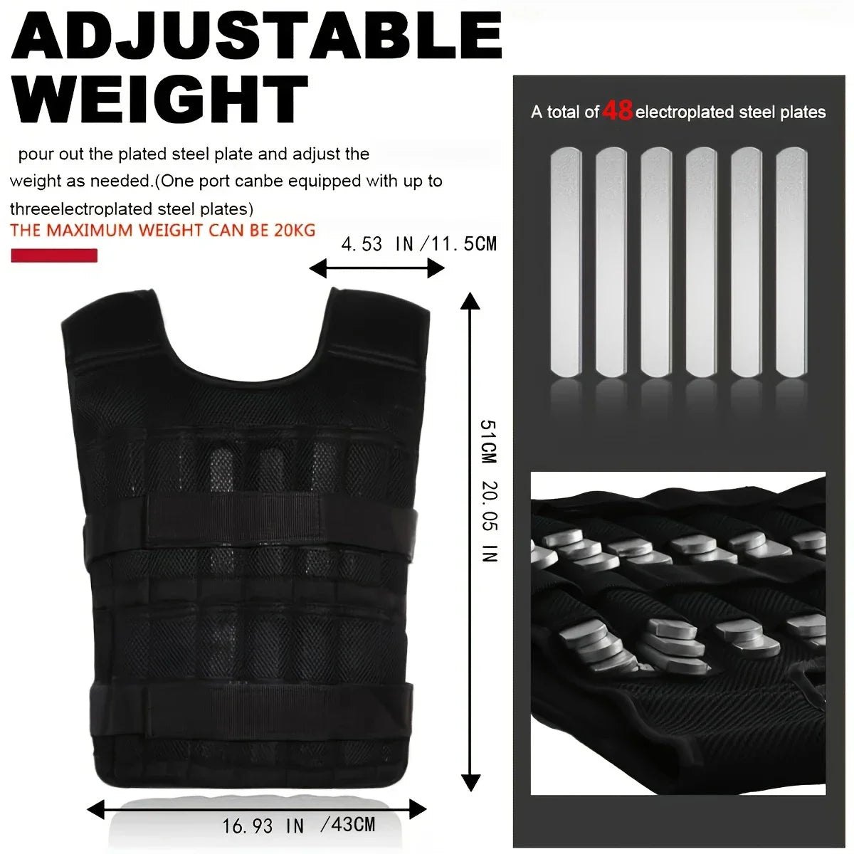 Adjustable Weight Vest, Ankle Weights with Weights, Wrist Weights, Gym Running Weights Strength Training Equipment Fitness Tools