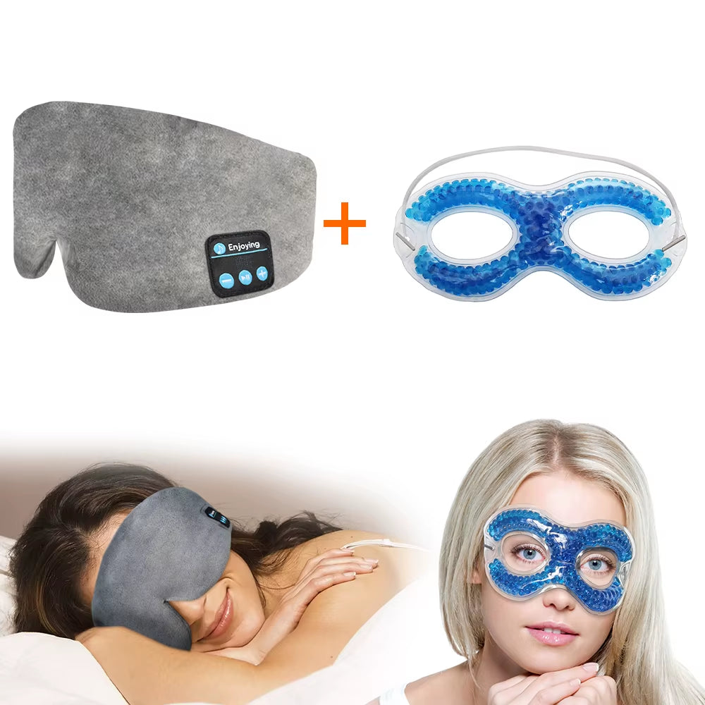 Earphones Bluetooth Wireless Soft Cotton Sleeping Mask with Ice Eye Gel Mask Summer Beauty Sleeping Eye Mask