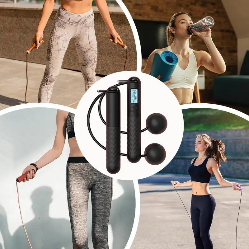 Ropeless Jump Rope with Counter Fitness Weighted Skipping Rope Smart Cordless Ball-Weighted Digital Counting Jump Rope