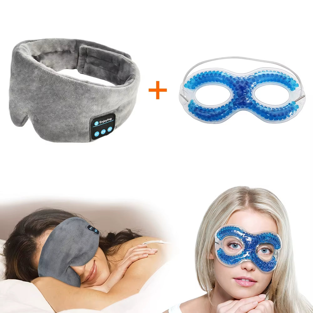 Earphones Bluetooth Wireless Soft Cotton Sleeping Mask with Ice Eye Gel Mask Summer Beauty Sleeping Eye Mask