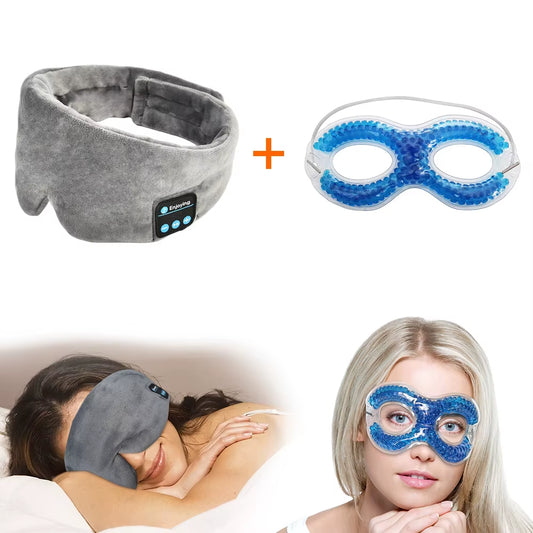 Earphones Bluetooth Wireless Soft Cotton Sleeping Mask with Ice Eye Gel Mask Summer Beauty Sleeping Eye Mask
