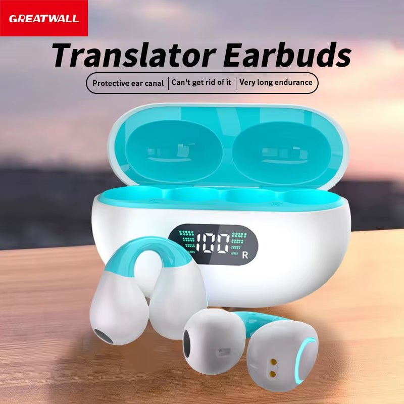 New AI Translation Earphones, Ear Clip High Definition Stereo Sound Quality Sports Fitness Wireless Earphones