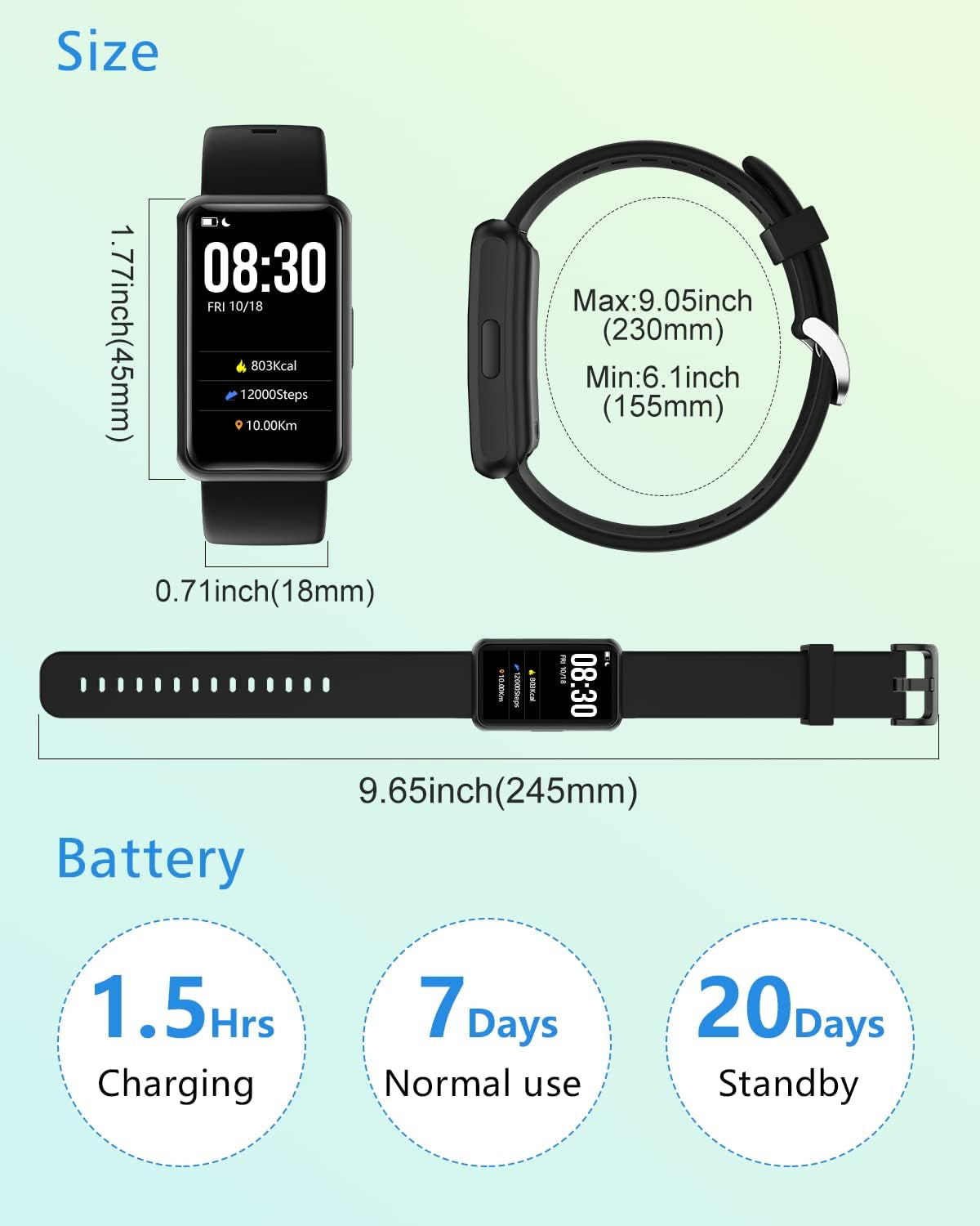 Fitness Tracker No Bluetooth No App/Phone Required, Fitness Watch for Men Women Parents Pedometer Watch with Sleep Tracker Steps Counter Alarm Clocks IP68 Waterproof (Black)