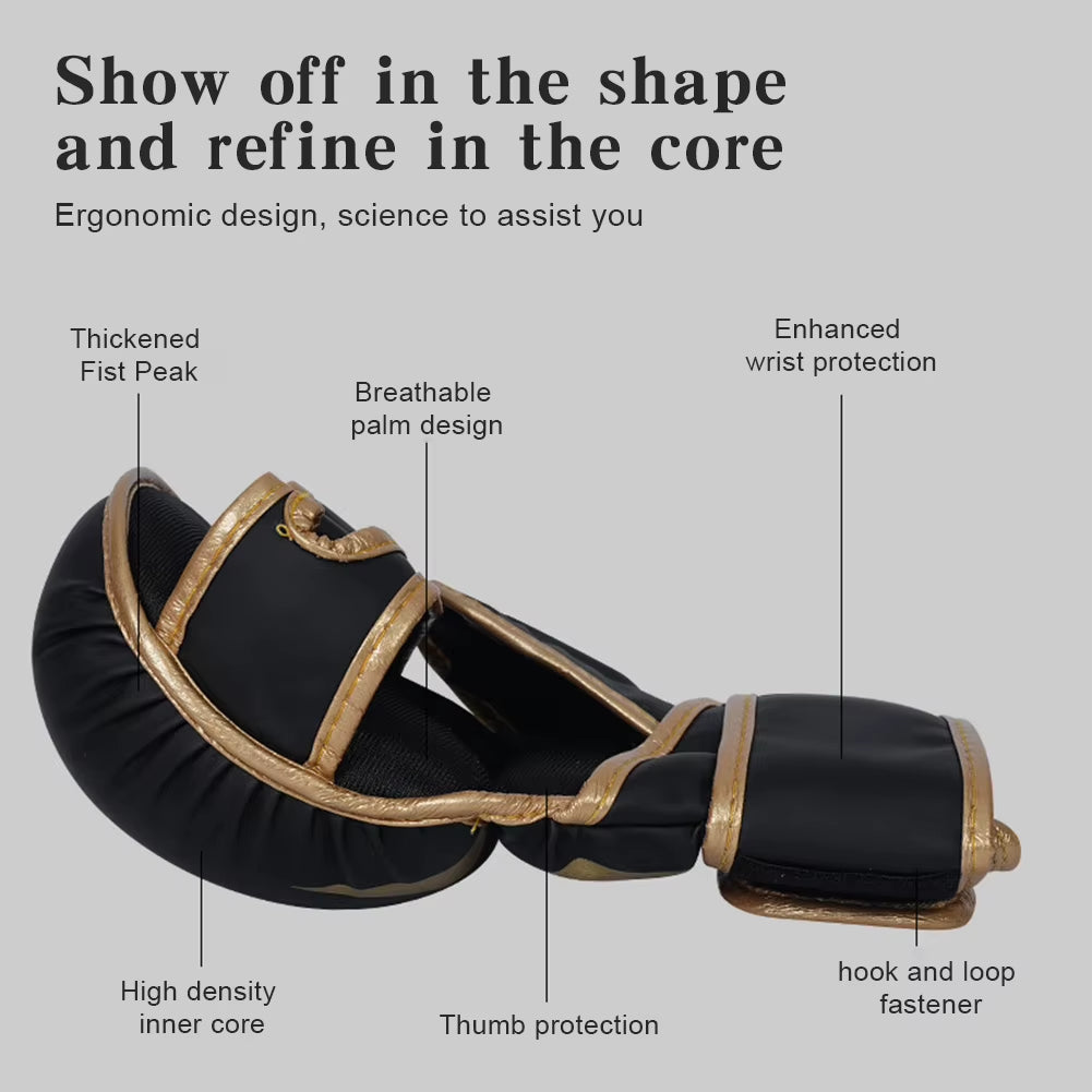 Half Finger Boxing Gloves Thickened Training Gloves PU Leather Kickboxing Gloves Boxing Training Accessories for Adult Children