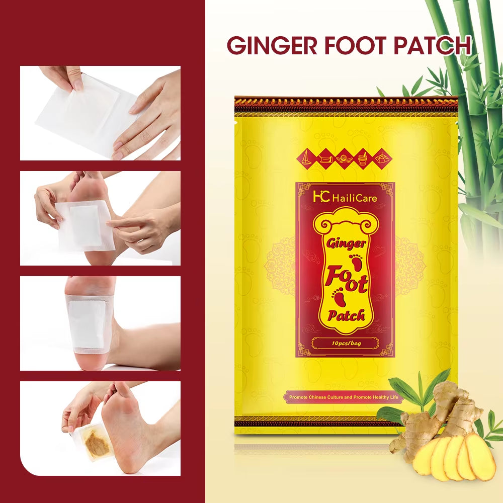 Natural Herbal Ginger Foot Patch Detox Foot Stickers 10/20/30Pcs Weight Loss Relieve Stress Relaxation Deep Cleansing Help Sleep