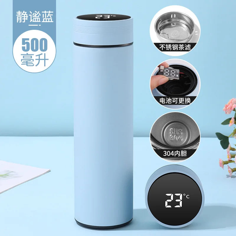500ML Smart Thermos Water Bottle Stainless Steel Insulation Touch Intelligent Temperature Display Vacuum Flasks Cup Digital Mug