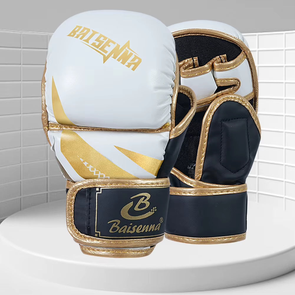 Half Finger Boxing Gloves Thickened Training Gloves PU Leather Kickboxing Gloves Boxing Training Accessories for Adult Children